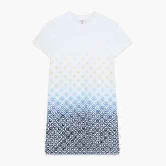 Witte T-shirtjurk met monogram in kleurverloop