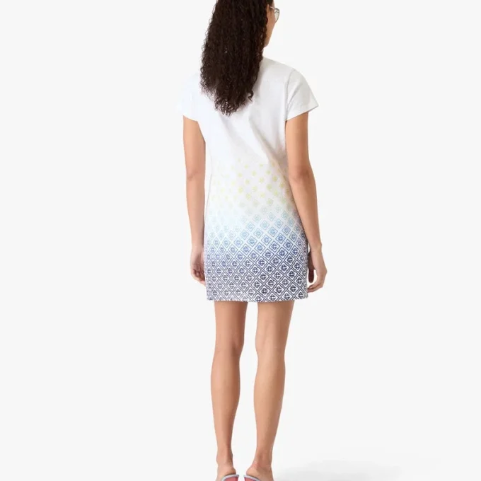 Witte T-shirtjurk met monogram in kleurverloop