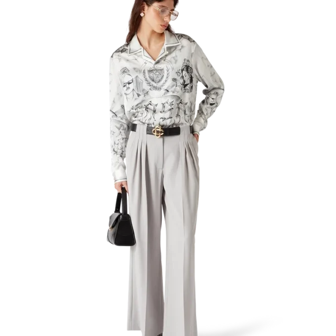 Wollen broek met drie plooien Wollen broek met drie plooien