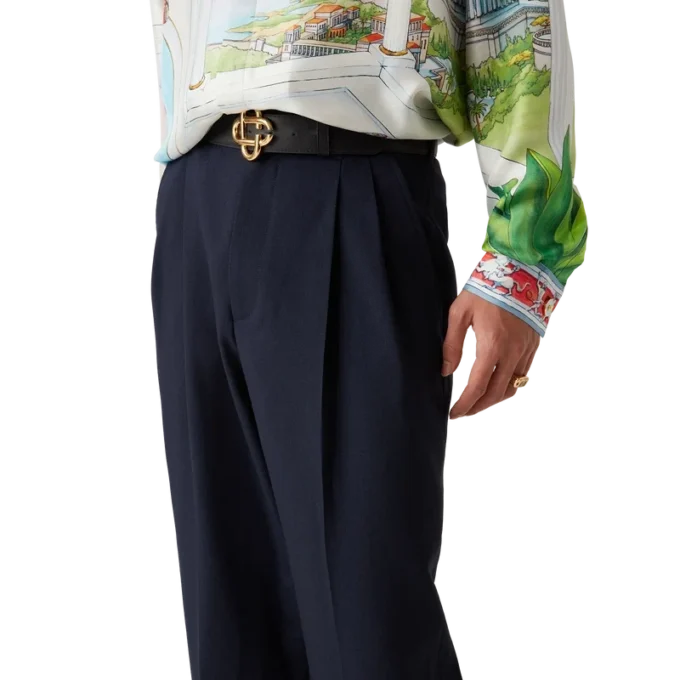 Wollen broek met plooien