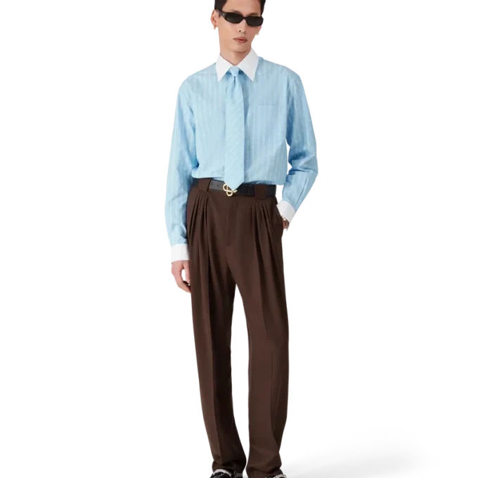 Wollen broek met vijf plooien