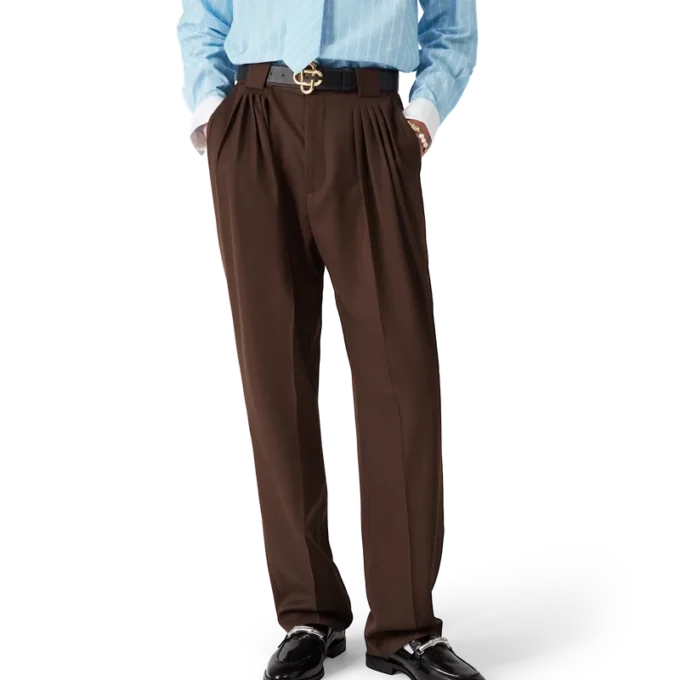 Wollen broek met vijf plooien