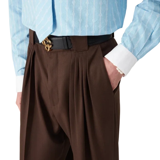 Wollen broek met vijf plooien