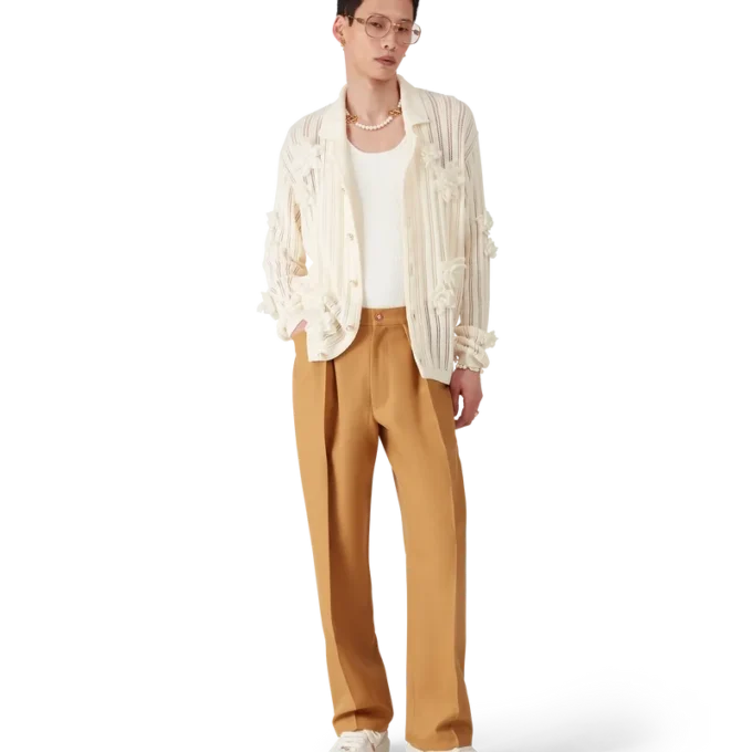 Wollen chino met plooien