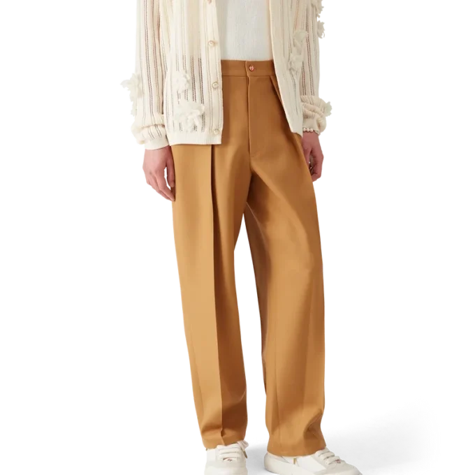 Wollen chino met plooien