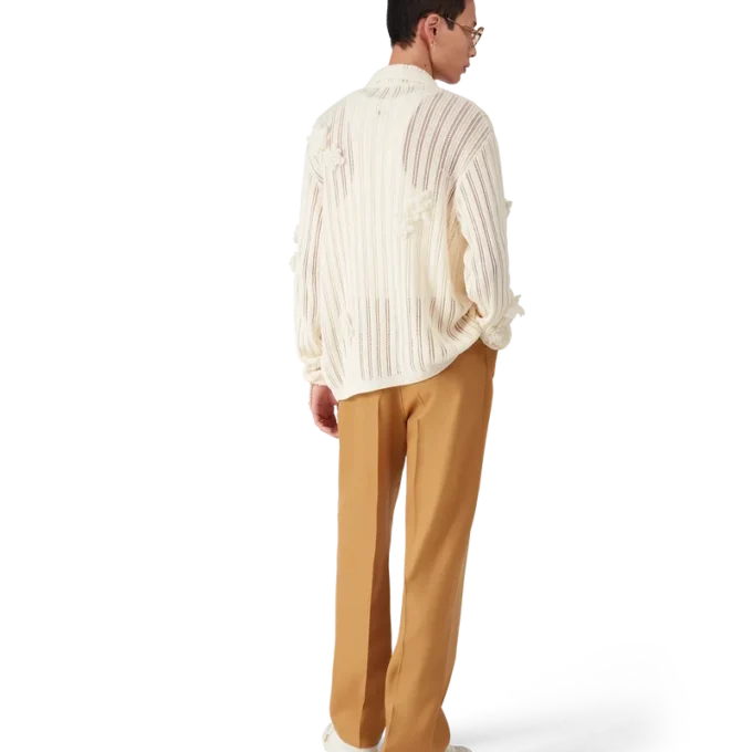 Wollen chino met plooien