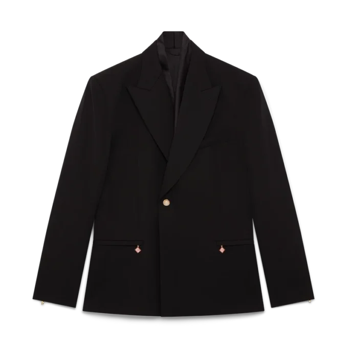 Wollen jas met dubbele rij knopen Wollen jas met dubbele rij knopen