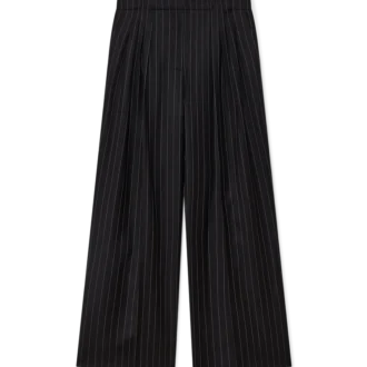 Wollen krijtstreep broek met drie plooien