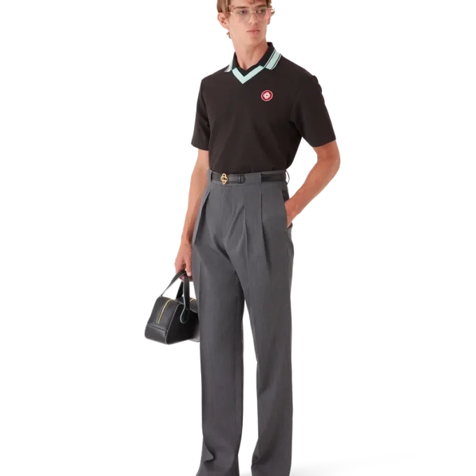 Wollen maatpakbroek met riemlussen