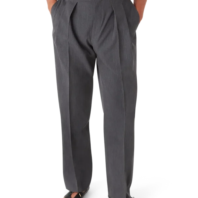 Wollen maatpakbroek met riemlussen