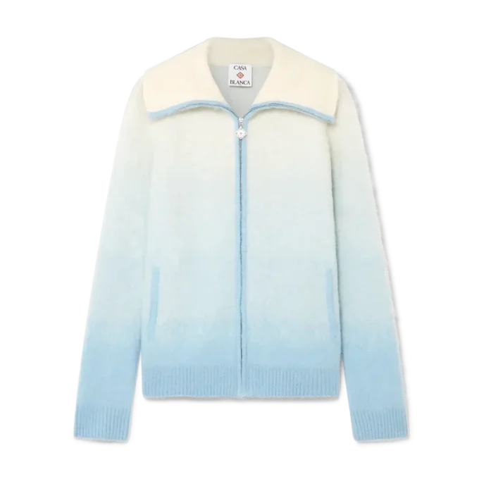 Zacht mohair jack met rits en kleurverloop