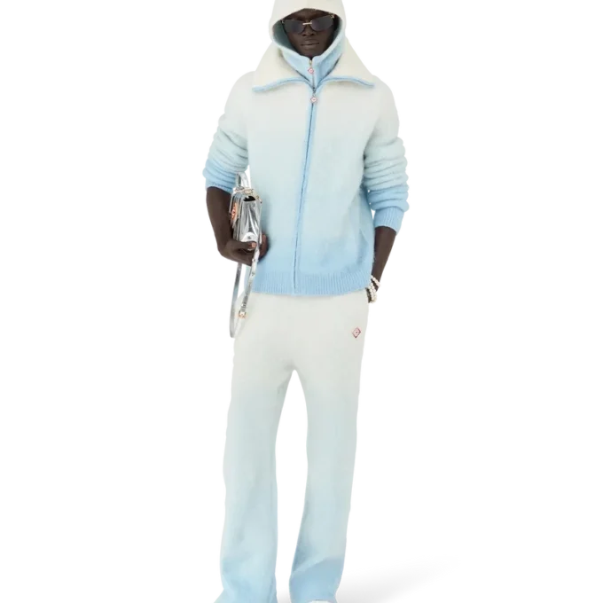 Zacht mohair jack met rits en kleurverloop