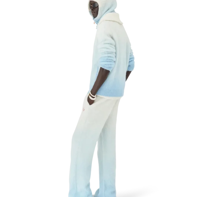 Zacht mohair jack met rits en kleurverloop