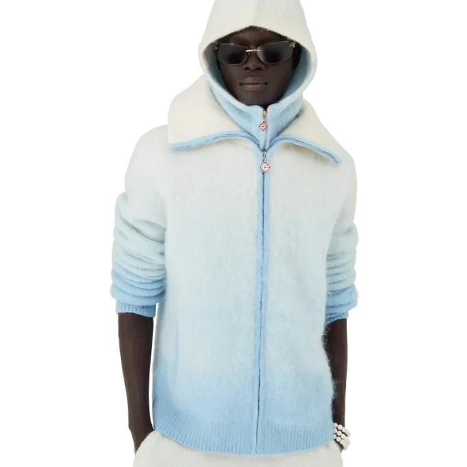 Zacht mohair jack met rits en kleurverloop