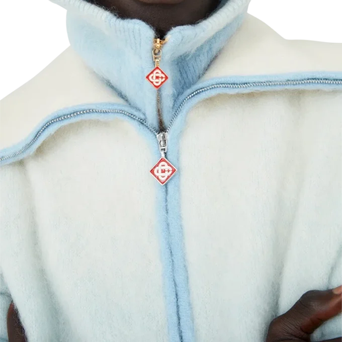 Zacht mohair jack met rits en kleurverloop