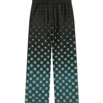 Zijde-broek met monogram in kleurverloop