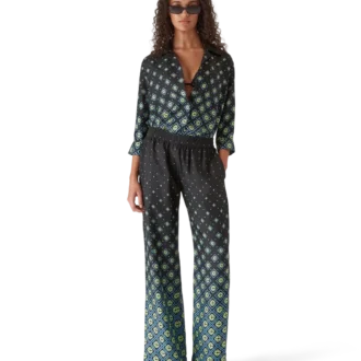 Zijde-broek met monogram in kleurverloop