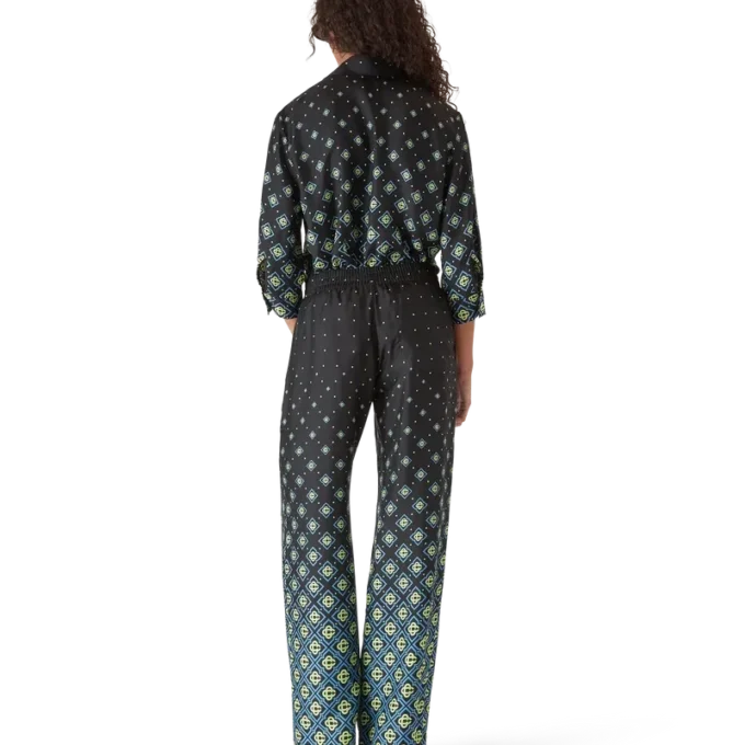 Zijde-broek met monogram in kleurverloop