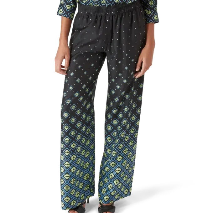 Zijde-broek met monogram in kleurverloop