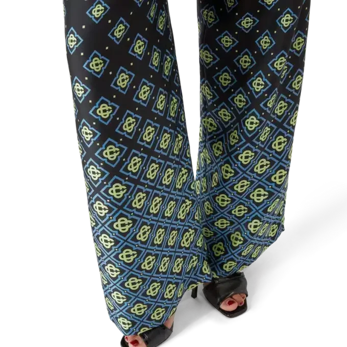 Zijde-broek met monogram in kleurverloop