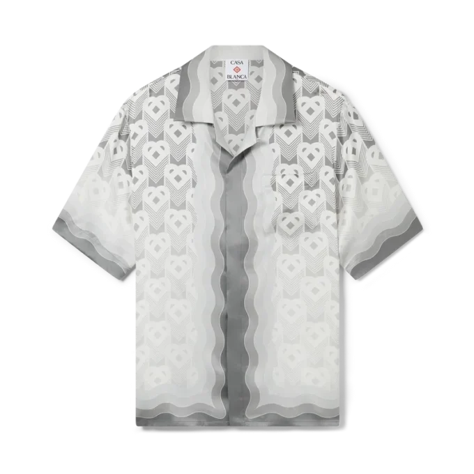 Zijden overhemd met hartvormig monogram in kleurverloop