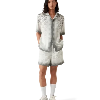 Zijden overhemd met hartvormig monogram in kleurverloop