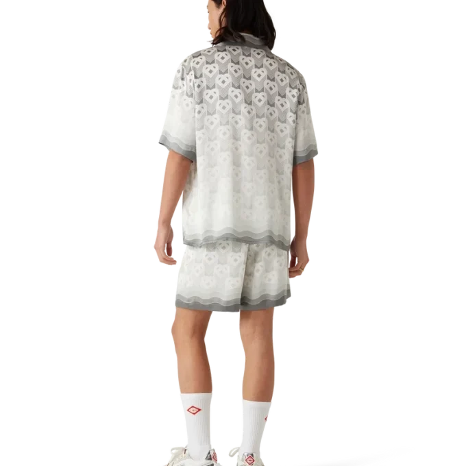 Zijden overhemd met hartvormig monogram in kleurverloop