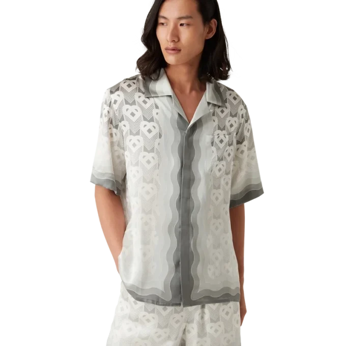 Zijden overhemd met hartvormig monogram in kleurverloop