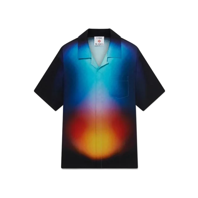 Zijden overhemd met korte mouwen en kleurverloop