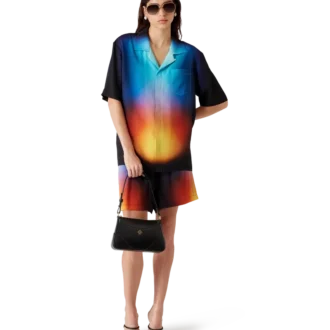 Zijden overhemd met korte mouwen en kleurverloop