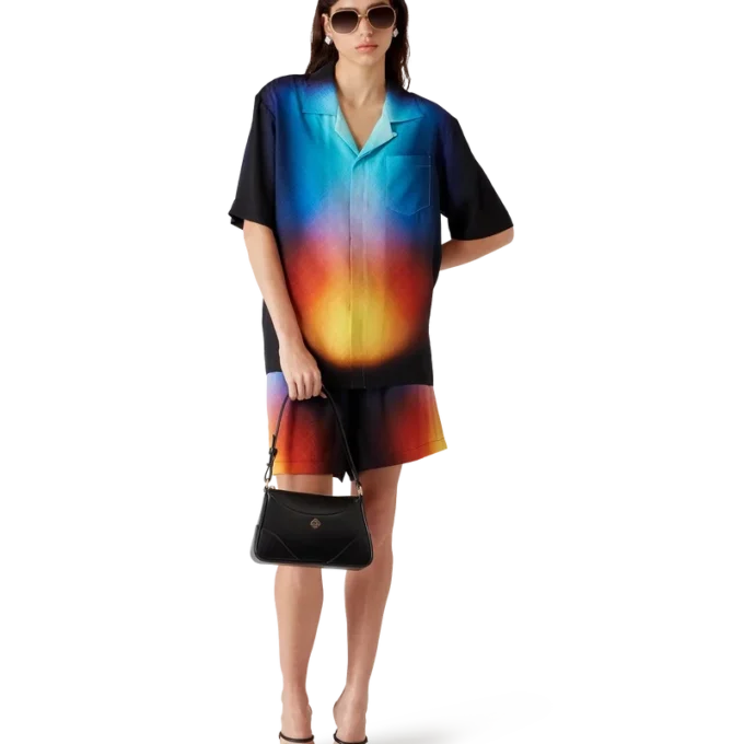 Zijden overhemd met korte mouwen en kleurverloop