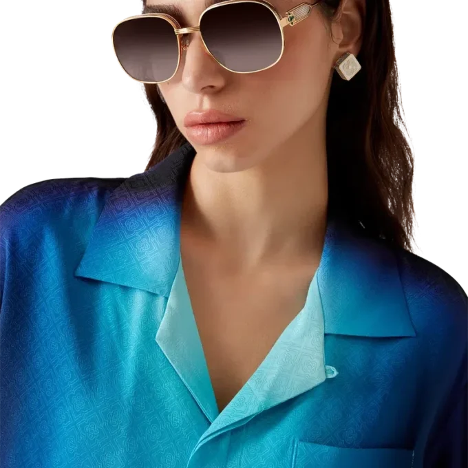 Zijden overhemd met korte mouwen en kleurverloop