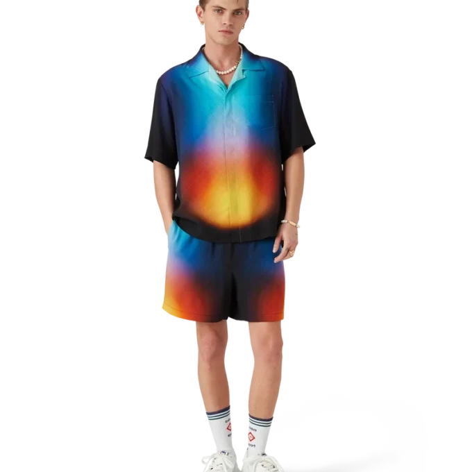 Zijden overhemd met korte mouwen en kleurverloop