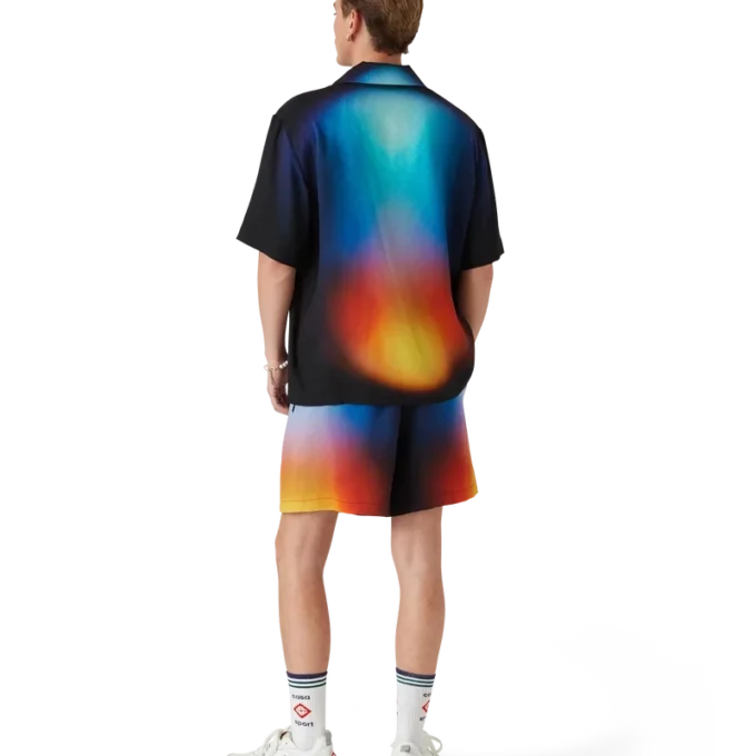 Zijden overhemd met korte mouwen en kleurverloop