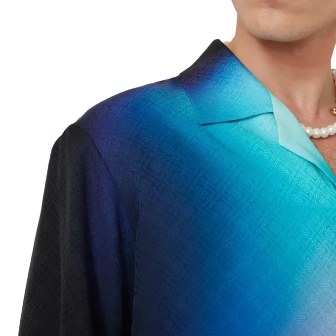 Zijden overhemd met korte mouwen en kleurverloop