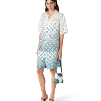 Zijden overhemd met korte mouwen en monogram in kleurverloop