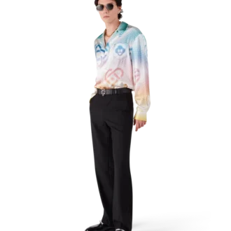 Zijden overhemd met lange mouwen en halftone-logo