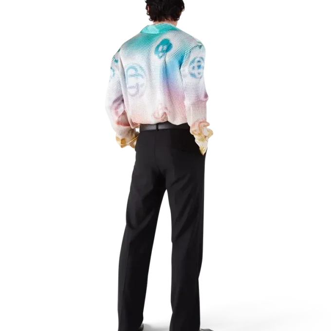 Zijden overhemd met lange mouwen en halftone-logo