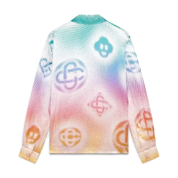 Zijden overhemd met lange mouwen en halftone-logo