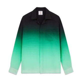 Zijden overhemd met lange mouwen en jacquardprint met pingpongballen in kleurverloop