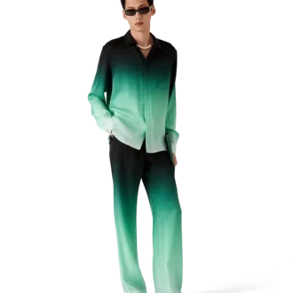 Zijden overhemd met lange mouwen en jacquardprint met pingpongballen in kleurverloop