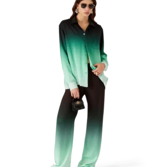 Zijden overhemd met lange mouwen en jacquardprint met pingpongballen in kleurverloop