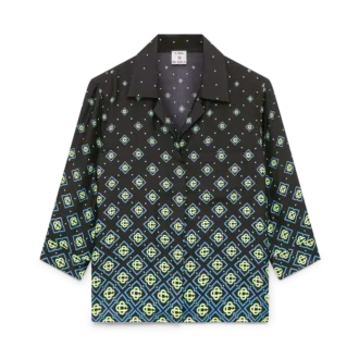 Zijden overhemd met lange mouwen en monogram in kleurverloop