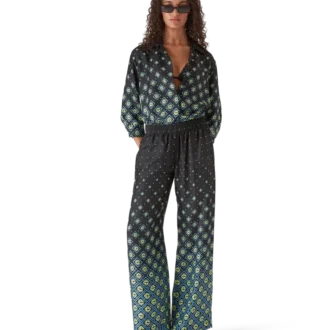 Zijden overhemd met lange mouwen en monogram in kleurverloop