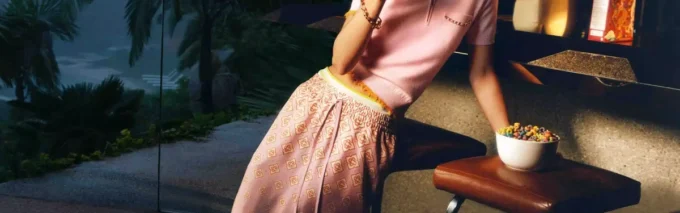 Zijden overhemd met lange mouwen en monogram in kleurverloop Zijden overhemd met lange mouwen en monogram in kleurverloop