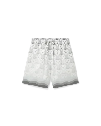 Zijden short met hartjesmonogram in kleurverloop