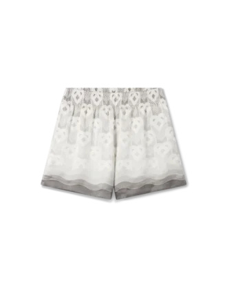 Zijden short met hartvormig monogram in kleurverloop