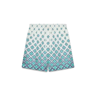 Zijden short met monogram in kleurverloop