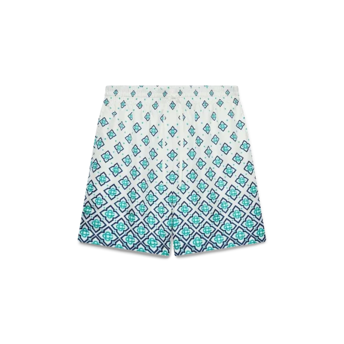Zijden short met monogram in kleurverloop