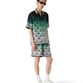 Zijden short met monogram in kleurverloop